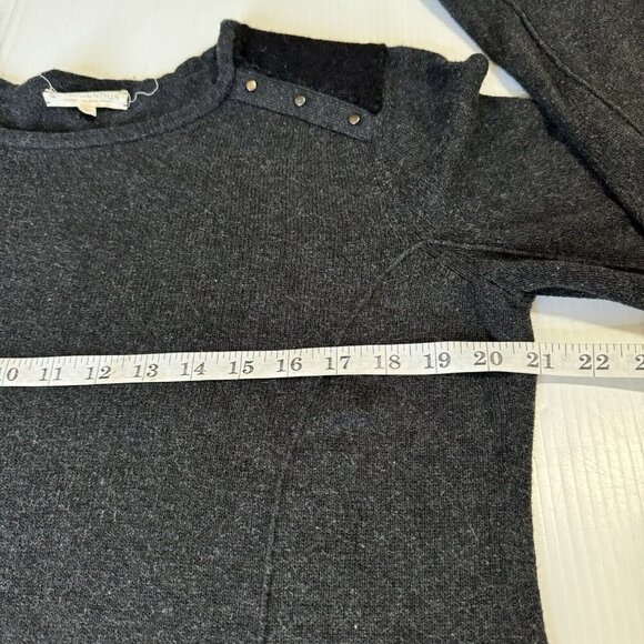 INDIGENOUS Black Long Sleeve 100% Organic Cotton Sweater Sz L Alpaca Wool Trim - Picture 10 of 16